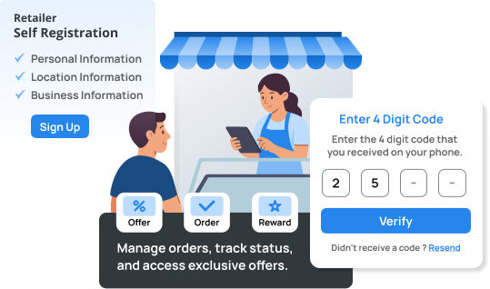 Retailer Logs In or Self-Onboards