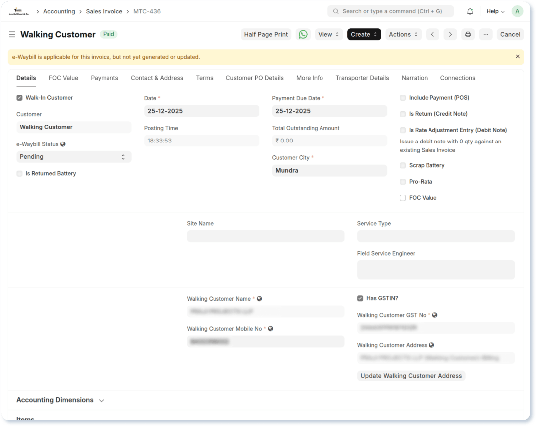 Walking Customer & GST Compliance