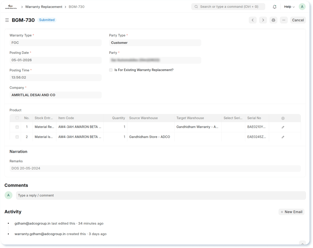 Warranty Replacement Automation (FOC & Pro-Rata)