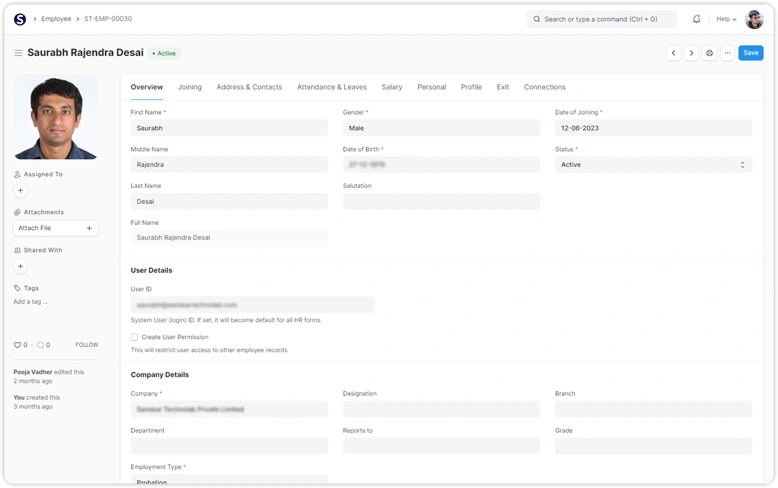 Manage employee data at the core