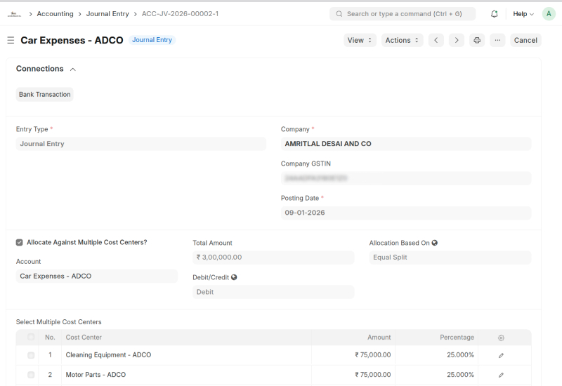 Expense Booking Across Multiple Cost Centers