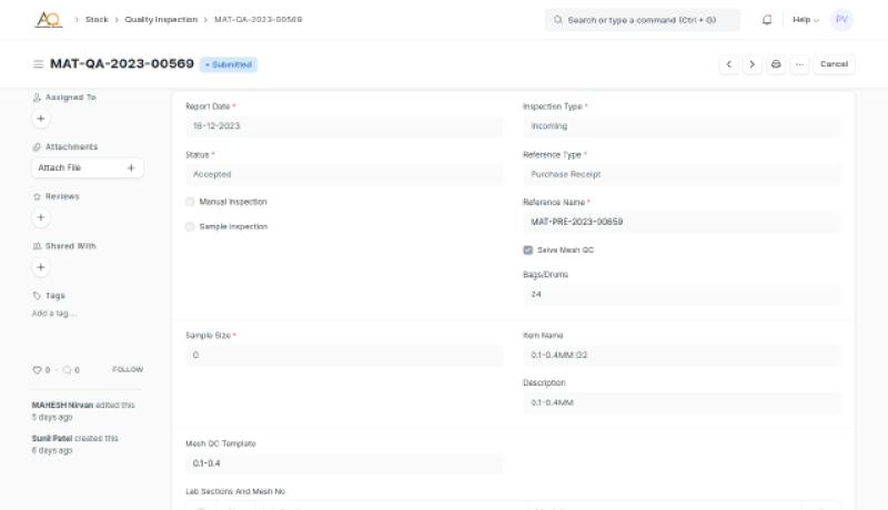 Quality Inspection Module