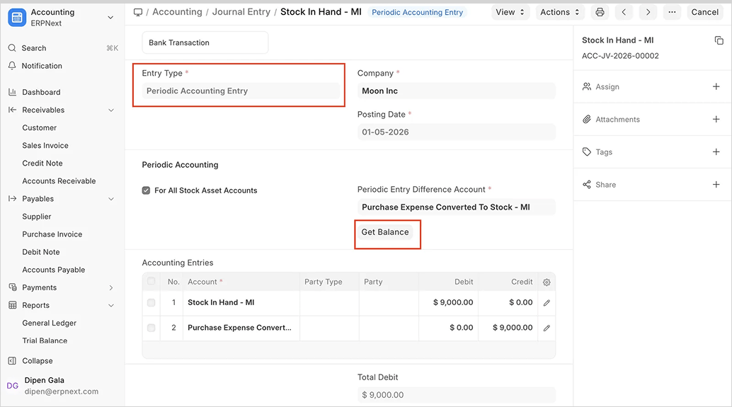 Purchase Expense Booking