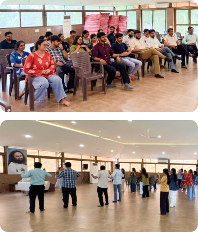 Team members participating in group activities