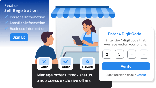 Retailer Logs In or Self-Onboards